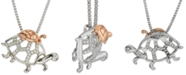 Macy's Diamond Turtle Parent & Child 18" Pendant Necklace (1/10 ct. t.w.) in Sterling Silver & 10k Rose Gold